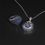 Sapphire Ring Size 7 and Pendant Sterling Silver Collection 