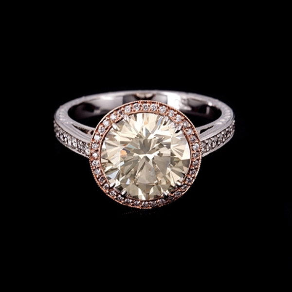 18KT White And Pink Gold, 3.84CT Round Brilliant Cut Diamond Ring (VGN B-74)