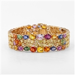 App: $74,580 31.68ctw Multi-Color Sapphire and 13.37ctw Diamond 14K Yellow Gold Bracelet (Vault_R46) 