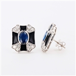 App: $14,730 2.60ctw Blue Sapphire and 1.11ctw Diamond Platinum Earrings (Vault_R46) 