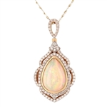 App: $9,645 8.06ct Ethiopian Opal and 2.15ctw Diamond 14K Yellow Gold Necklace (Vault_R46) 