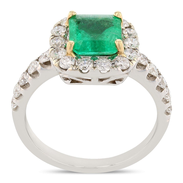 App: $5,090 1.30ct Emerald and 0.72ctw Diamond 18K White Gold Ring (Vault_R46) 