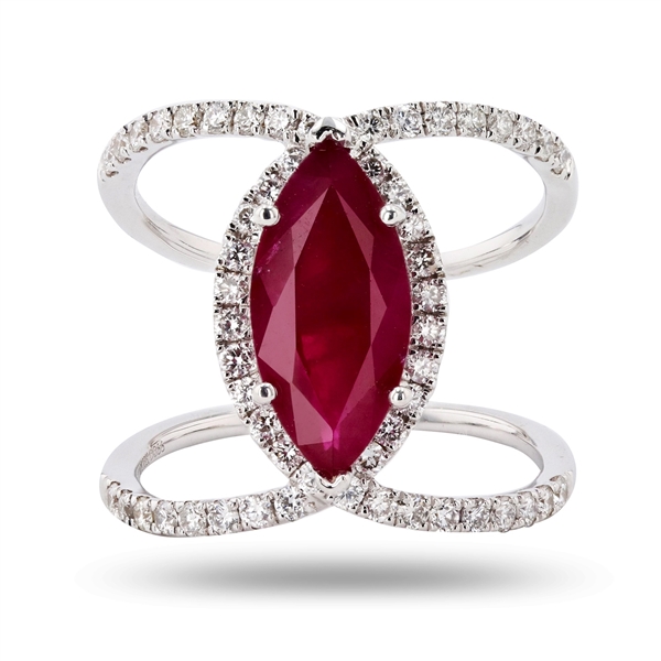 App: $3,325 3.13ct Ruby and 0.66ctw Diamond 18K White Gold Ring (Vault_R46) 