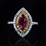 App: $6,880 1.15ct Ruby and 0.22ctw Diamond 18K White and Yellow Gold Ring (Vault_R46) 