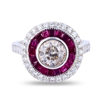 App: $10,288 1.10ct Diamond and 1.01ctw Ruby 18K White Gold Ring (1.43ctw Diamonds) (Vault_R46) 