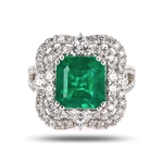 App: $55,472 4.15ct Emerald and 1.38ctw Diamond Platinum Ring (GIA CERTIFIED) (Vault_R46) 