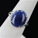 App: $8,290 11.27ct Blue BURMESE Sapphire and 0.15ctw Diamond Platinum Ring (Vault_R46) 