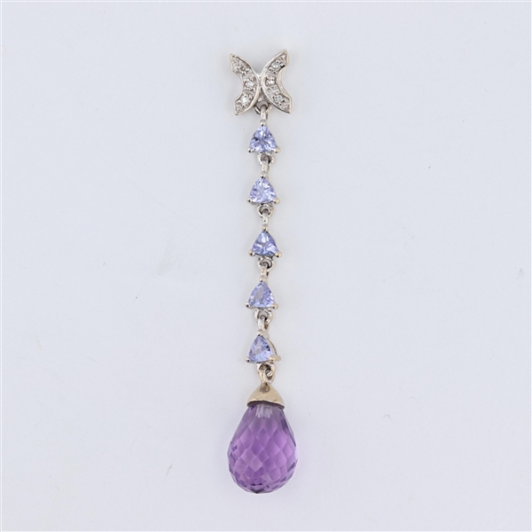 14KT White Gold Amethyst/Tanzanite and Diamond Pendant -PNR-