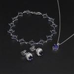  Blue Sapphire Earrings, Pendant, and Bracelet Sterling Silver Collection 