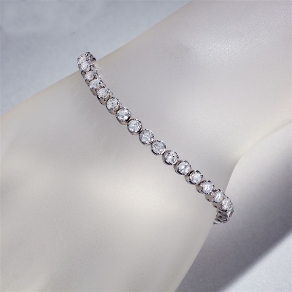 7.00CT Round Brilliant Cut Diamond Bracelet in 14KT White Gold Custom Hand Laid Setting! (VGN A-43)