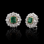 App: $40,758 4.45ctw Emerald and 1.82ctw Diamond Platinum and 18K Yellow Gold Earrings (Vault_R46) 