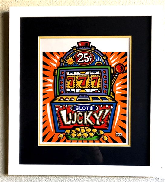 Burton Morris - "Slot Machine" Orange Framed Giclee Original Signature with Certificate  (Vault_DNG)