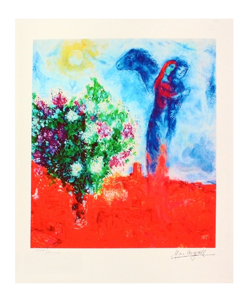 MARC CHAGALL Couple Above St. Paul Mini Print 10in x 12in, with Certificate XCI of CCLXXV