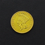 1874 $3.00 U.S. Indian Head Gold Coin (DF)