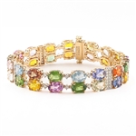 App: $36,820 32.92ctw MultiColor Sapphire and 1.17ctw Diamond 14K Yellow Gold Bracelet (Vault_R47) 