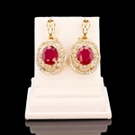 App: $14,390 14.32ctw Ruby and 2.62ctw Diamond 14K Yellow Gold Earrings (Vault_R47) 