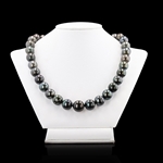 App: $9,550 12MM to 15MM Tahitian Cultured Pearl Necklace with 14K White Gold Clasp (Vault_R47) 