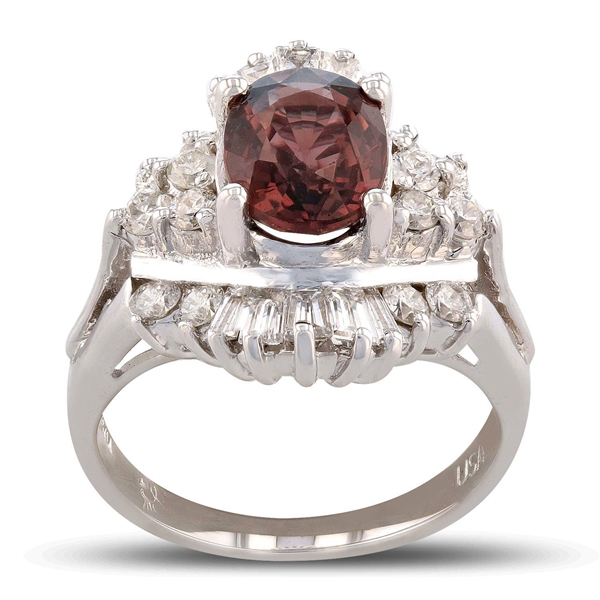 App: $12,170 2.31ct UNHEATED Red Sapphire and 1.17ctw Diamond 14K White Gold Ring (Vault_R47) 