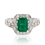 App: $10,785 1.39ct Emerald and 0.39ctw Diamond 18K White Gold Ring (Vault_R47) 