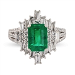 App: $12,861 1.97ct Emerald and 1.19ctw Diamond Platinum Ring (Vault_R47) 