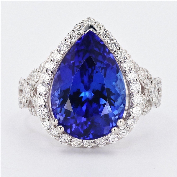 App: $31,862 8.71ct Tanzanite and 1.10ctw Diamond Platinum Ring (Vault_R47) 