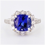 App: $17,500 4.00ct Tanzanite and 1.20ctw Diamond Platinum Ring (Vault_R47) 