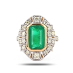 App: $16,290 3.96ct Emerald and 0.82ctw Diamond 18K Yellow and White Gold Ring (GIA CERTIFIED) (Vault_R47) 