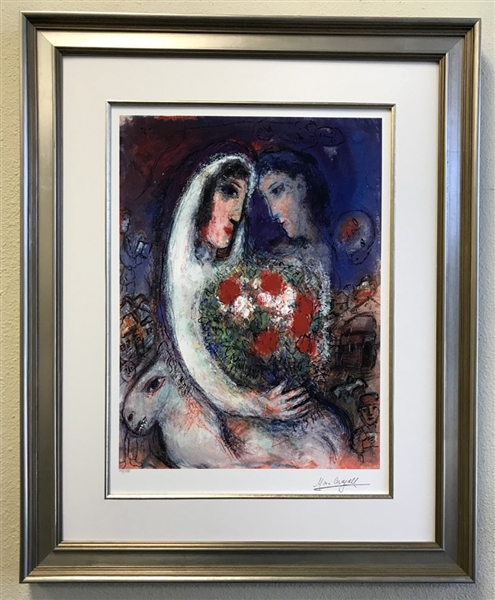 Interpretation of Works by Marc Chagall, Limited Edition Marriage" Photomechanical Reproduction with Certificate 26x32 (Vault_DNG)"