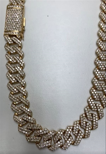 Remarkable Cuban Necklace Heavy Gold Chain Covered with Diamonds! (Vault_VGN) B-300