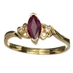 14KT. Gold, 0.70CT Marquise Cut Ruby And White Sapphire Ring