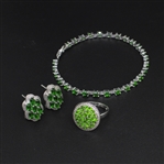 Chrome Diopside Ring size 7, Earrings, and Bracelet Sterling Silver Collection 