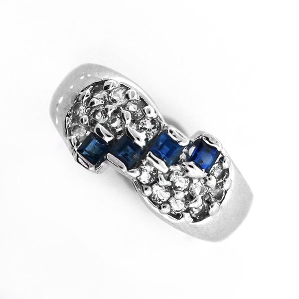 0.30CT Blue Sapphire And Topaz  Platinum Over Sterling Silver Ring