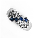 0.30CT Blue Sapphire And Topaz  Platinum Over Sterling Silver Ring