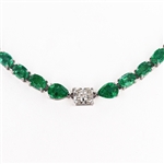 App: $73,520 1.00ct SI1 CLARITY Diamond and 30.18ctw Emerald 18K White Gold Necklace (GIA CERTIFIED) (Vault_RR01) 