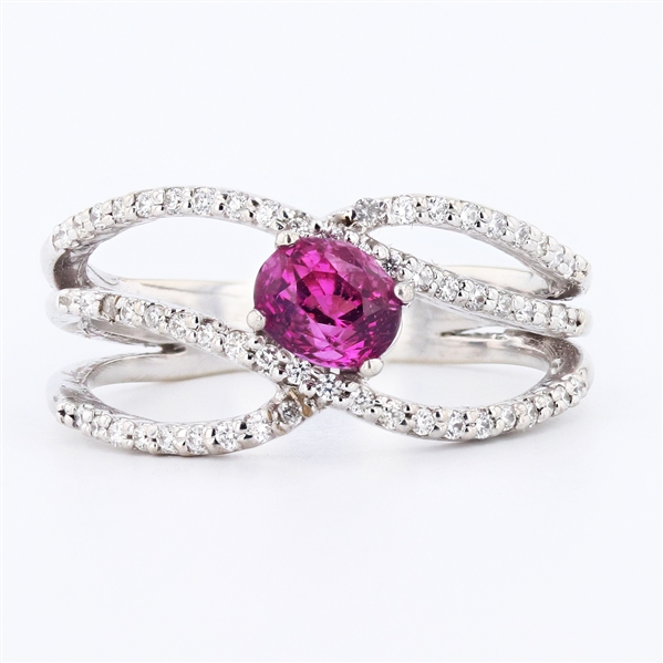 App: $4,650 0.78ct Pink Sapphire and 0.42ctw Diamond 14K White Gold Ring (Vault_RR01) 