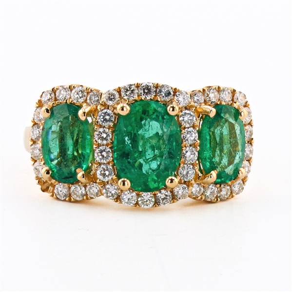 2.60ctw Emerald and 0.58ctw Diamond 14K Yellow Gold Ring (Vault_RR01) 