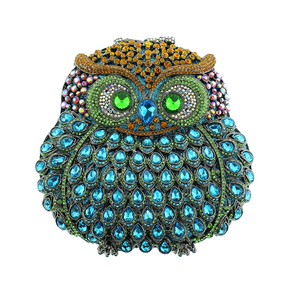 Vibrant Swarovski Crystal Elements Multi Colored Opulent Owl Handbag!