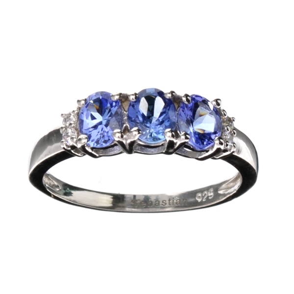 1.25CT Tanzanite And Colorless Quartz Platinum Over Sterling Silver Ring