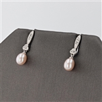 14KT White Gold Pearl and Diamond Earrings -PNR-