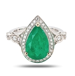 App: $14,235 3.94ct Emerald and 0.53ctw Diamond 18K White Gold Ring (Vault_R47) 