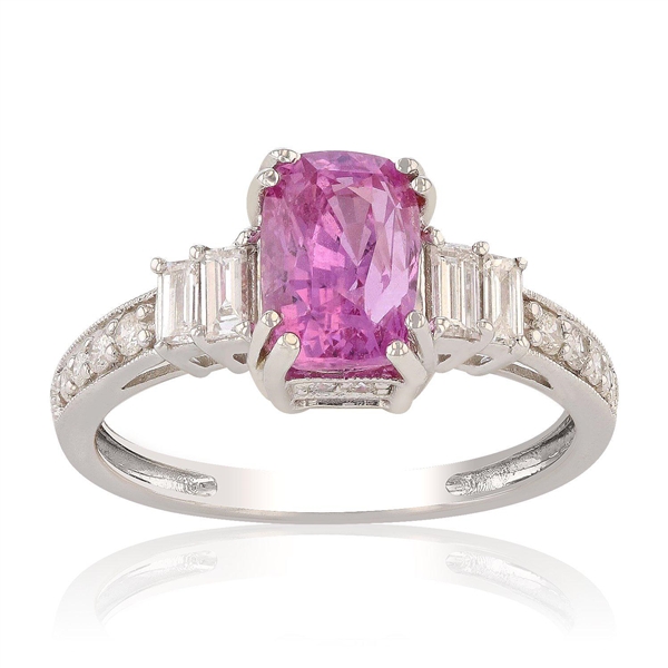 App: $3,550 2.31ct Pink Sapphire and 0.46ctw Diamond 14K White Gold Ring (Vault_R47) 