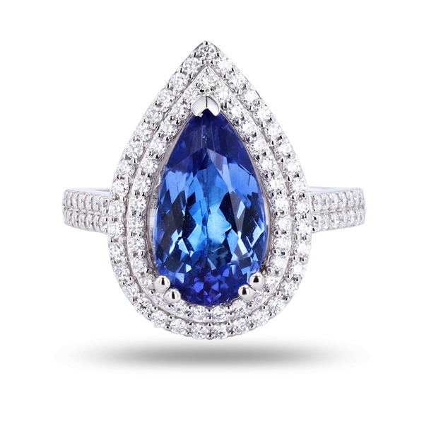 App: $12,894 3.56ct Tanzanite and 0.70ctw Diamond 18K White Gold Ring (Vault_R47) 