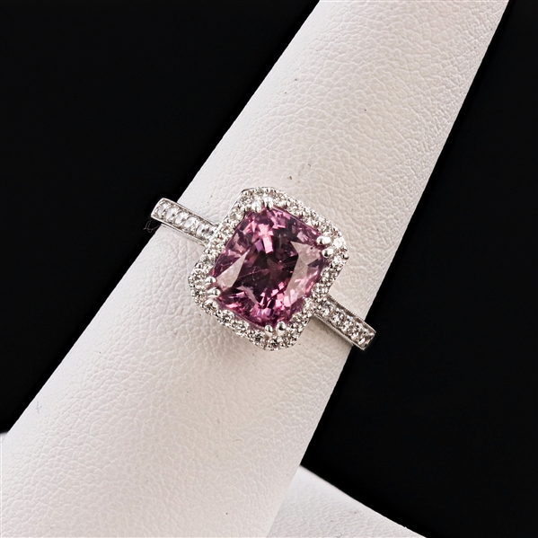 App: $10,260 2.90ct Pink Spinel and 0.38ctw Diamond 18K White Gold Ring (Vault_R47) 