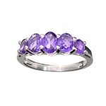 1.00CT Oval Cut Purple Amethyst Quartz And Platinum Over Sterling Silver Ring