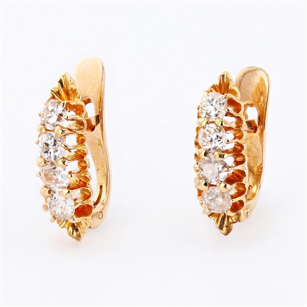 14K Yellow Gold 1.06CT Diamond Earrings -PNR-