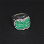 Emerald 925 Sterling Silver Size 6.5 Ring 