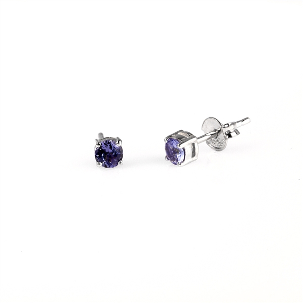 0.36CT Round Cut Tanzanite And Sterling Silver Earrings