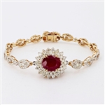 App: $12,995 5.19ct Ruby and 5.18ctw Diamond 14K Yellow Gold Bracelet (Vault_R47) 