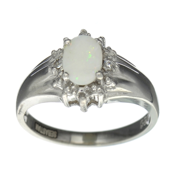 Fine Jewelry, 0.46CT Opal And White Topaz Sterling Silver Ring