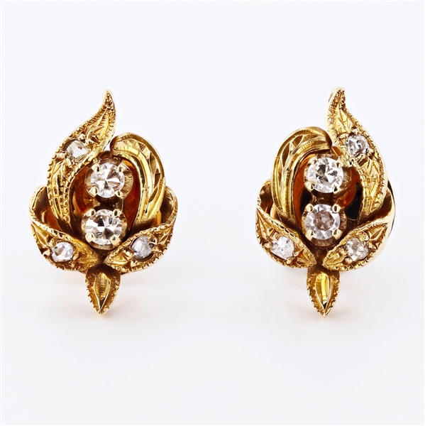 14K Yellow Gold Diamond Earrings -PNR-